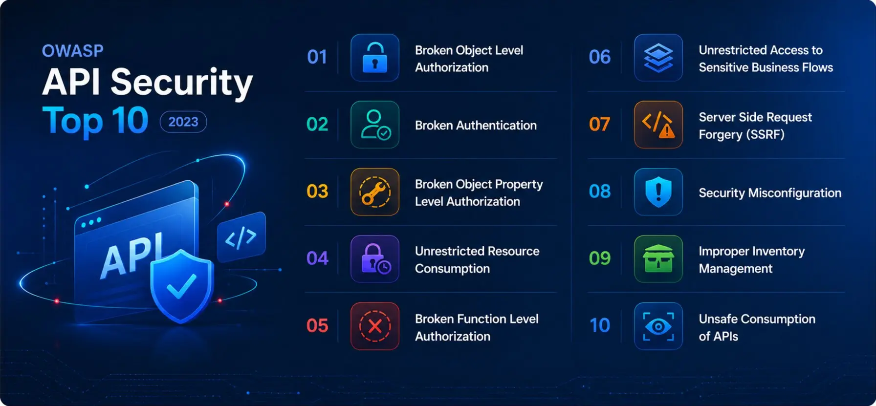 The ten OWASP API Security Top 10 2023 risk categories