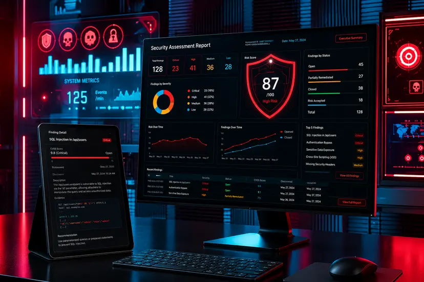 Security assessment report dashboard
